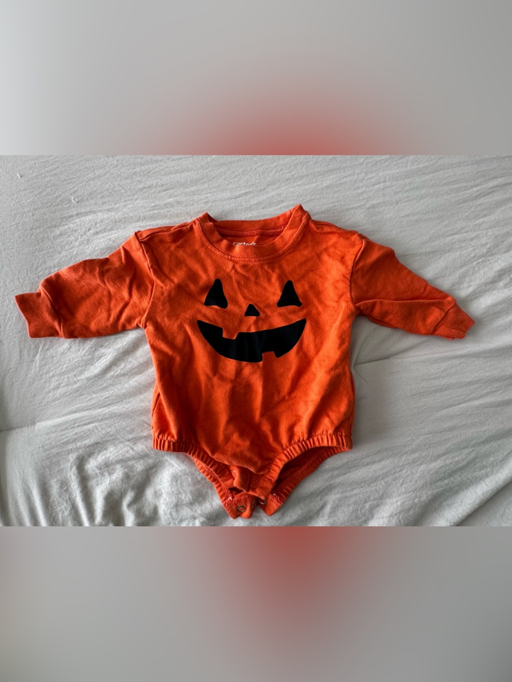 Carter's Orange Pumpkin Jack-O'-Lantern Bodysuit